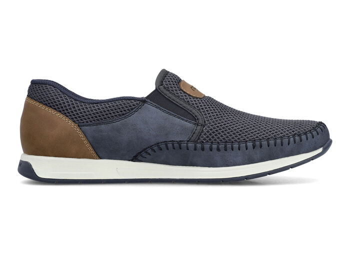 Rieker Slipper mit Fersen-Besatz BLAU-BRAUN
